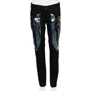 Just Cavalli Black Denim Sequin Embellished Jeans M